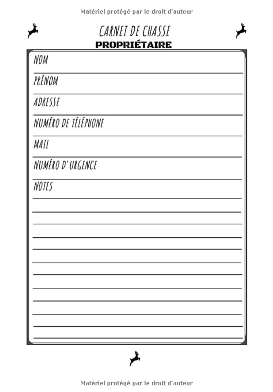 Carnet de Chasse : Journal de bord pour Chasseur | Gardez une trace de vos sessions de chasse | 101 pages Format 18 x 25 cm