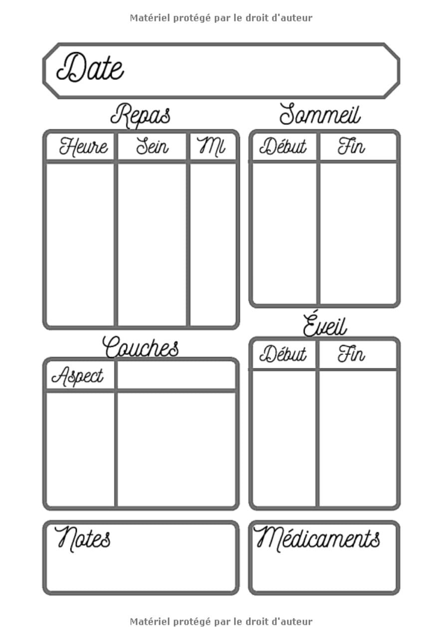 Carnet suivi bébé: Journal de bord pour bébé et nouveau-nés, suivi nounou, allaitement, carnet de notes sur le sommeil, l'éveil et la santé - 100 pages Format 18 x 25 cm