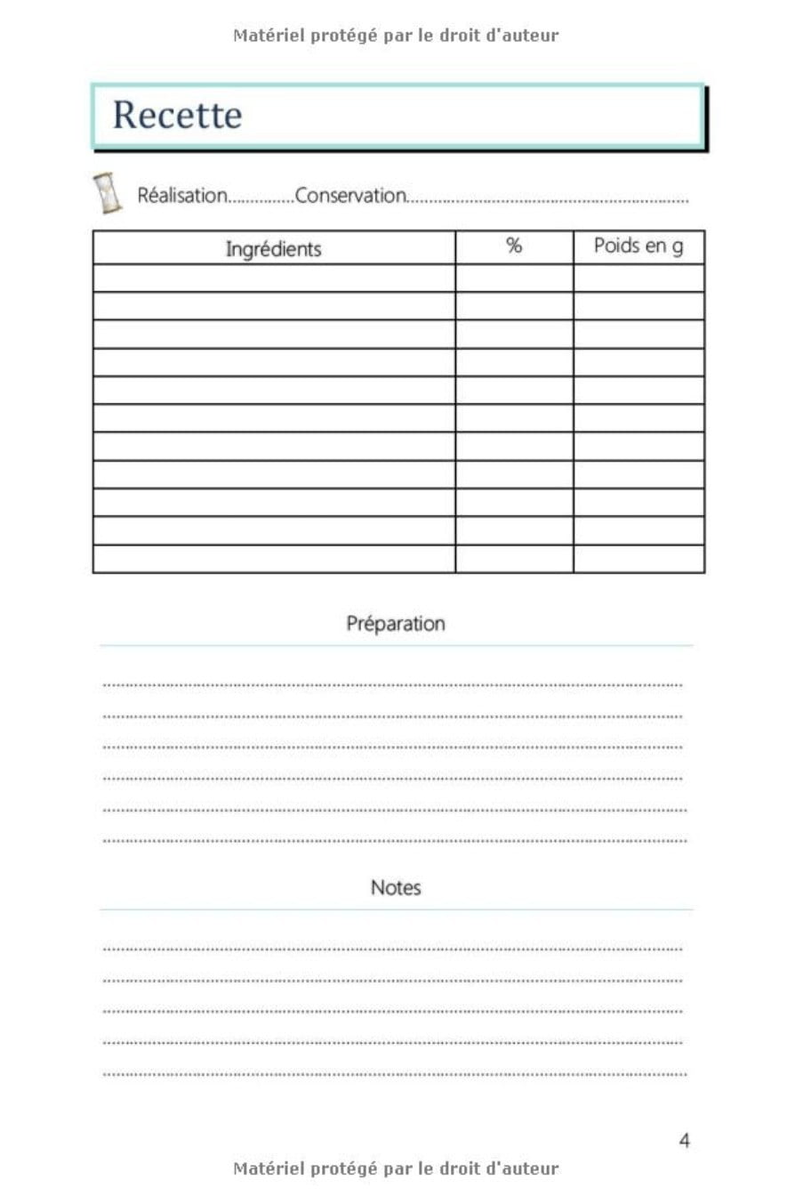 Mon Carnet de Recettes Cosmétiques Maison - 124 pages Format 12x24 cm