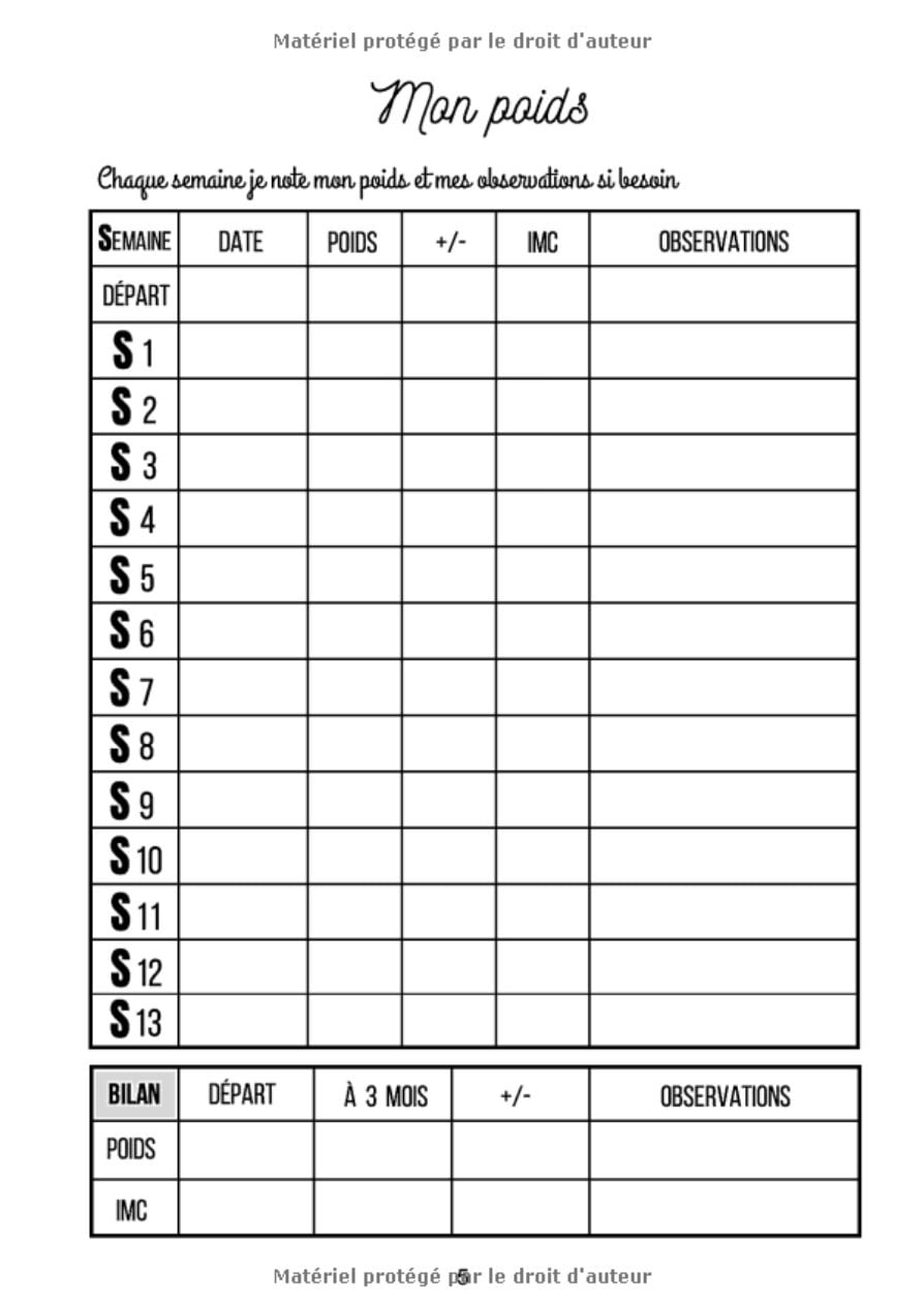 Agenda Minceur 90 jours : Carnet de suivi alimentaire et régime pour femme - Repas, activités, objectifs, courbes et tableaux - 190 Pages Format A4