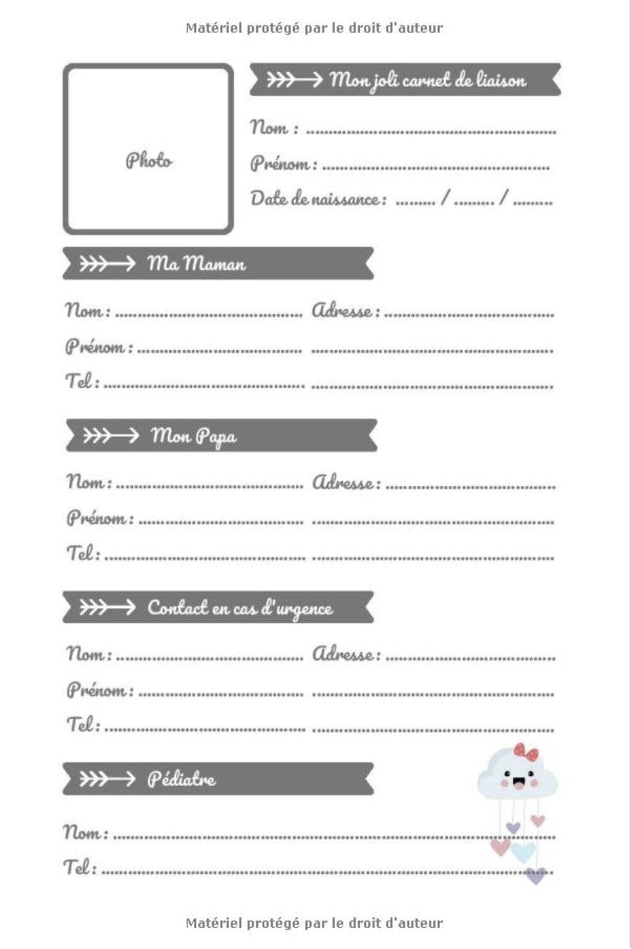 CARNET LIAISON NOUNOU - Cahier de transmission nounou/parent pour faciliter les transmissions au quotidien - 100 pages Format 15 x 22 cm