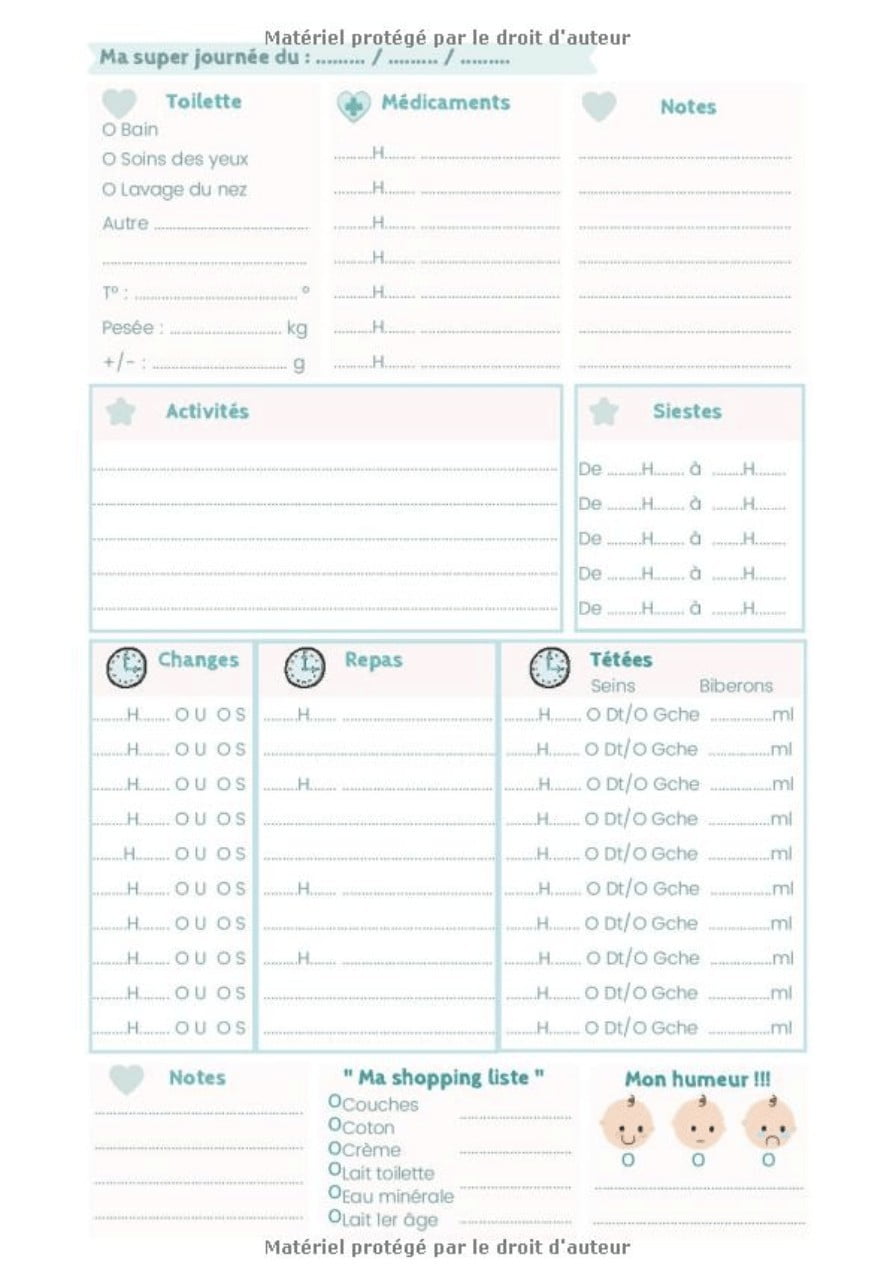 CARNET DE SUIVI BÉBÉ : Cahier de liaison Parents/Nounou - 200 jours à remplir - 202 pages Format 18 x 25 cm