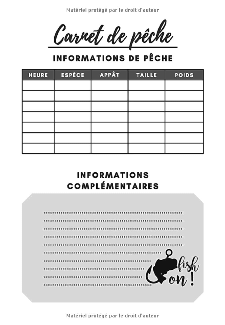 Carnet de pêche à compléter | Idéal pour prendre des notes | Journal de bord | 140 pages Format 18 x 25 cm