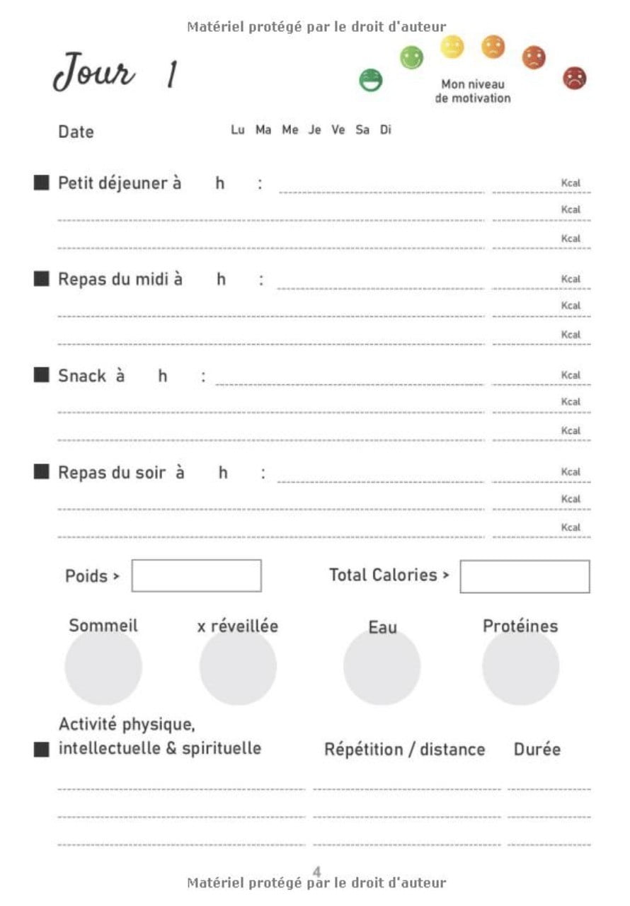 Agenda minceur 90 jours - mon suivi alimentaire détaillé - 101 pages Format 18 x 25 cm