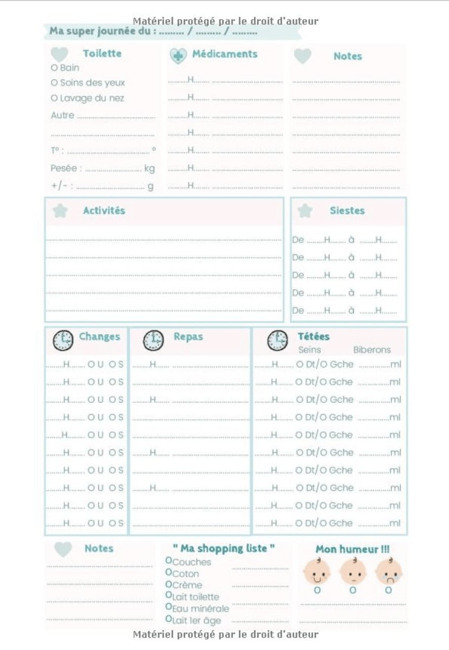 CARNET DE SUIVI BÉBÉ - 200 JOURS : Suivi allaitement, soins, médicaments, sommeil, activité - 202 Pages Format 18 x 25 cm