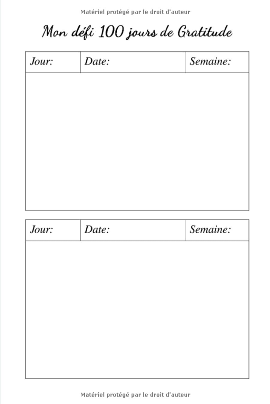 Mon journal de défi 100 jours de gratitude - Carnet personnel de gratitude et de reconnaissance - 52 pages Format 15 x 22 cm