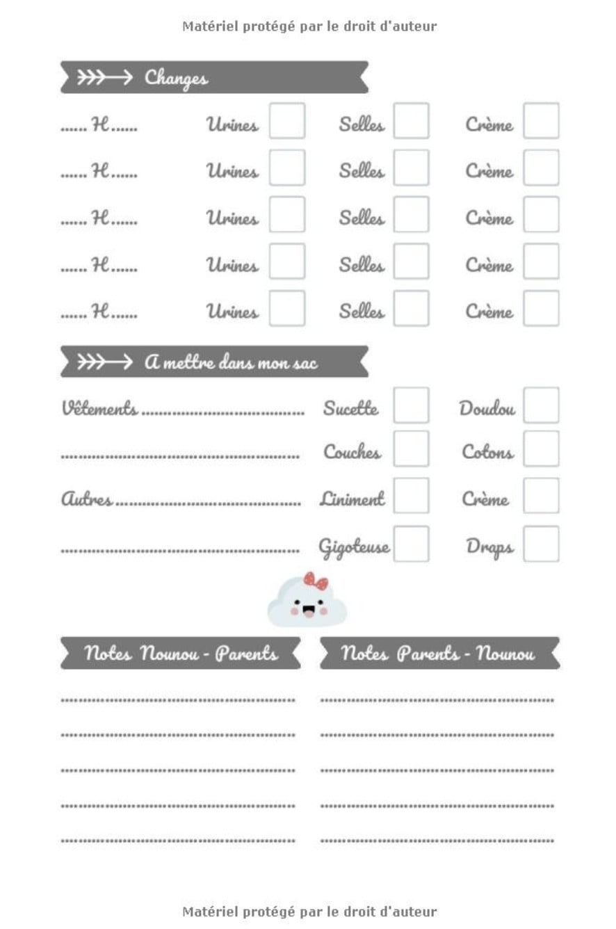 CARNET LIAISON NOUNOU - Cahier de transmission nounou/parents pour facilité la communication au quotidien - 100 pages Format 15 x 22 cm