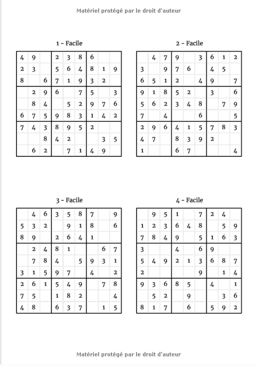 Sudoku adultes facile vol1 : Carnet de 280 Sudoku / VOL 1 / Niveau FACILE / 105 pages Format 18 x 25 cm