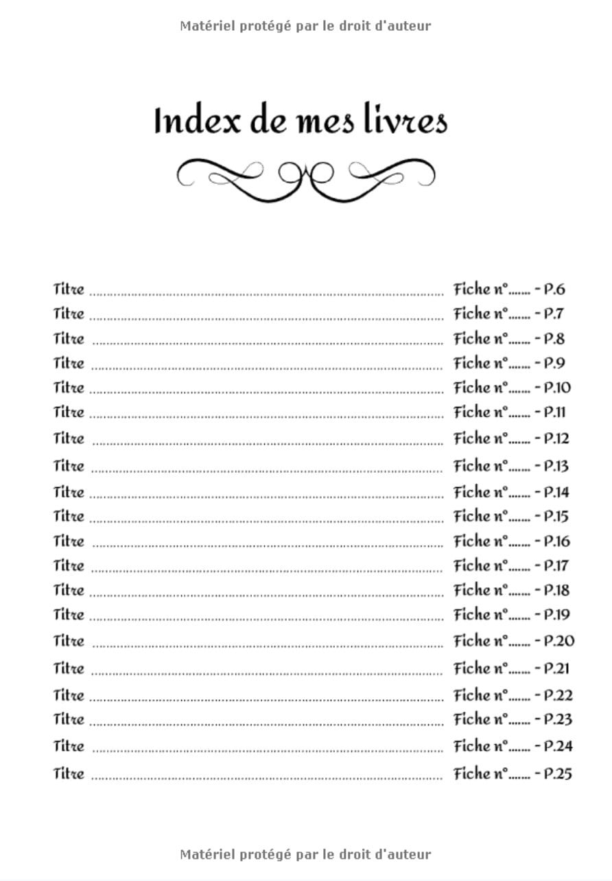 Carnet de lecture - Journal de bord - Mes Livres - 100 fiches de lecture - 109 pages - 17,8 cm X 25,4 cm
