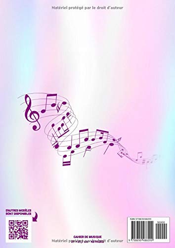 Licorne Cahier de musique : avec portées et annotations pour composition musicale - solfège - partitions - 48 pages - Grand format A4