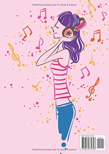 Cahier de musique enfant : Cahier de partitions pour enfants avec papier manuscrit, 6 grosses portées par page - 108 pages Format A4