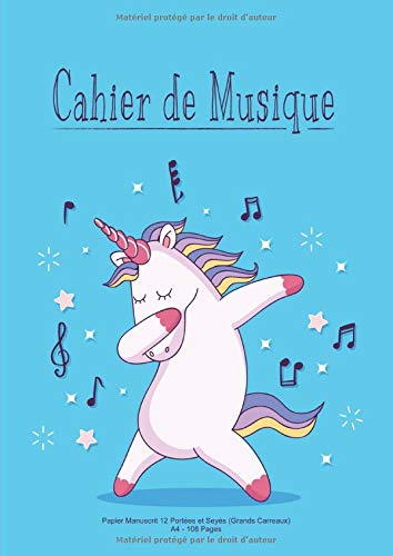 Cahier De Musique: Papier Manuscrit 12 Portées et Seyès (Grands Carreaux) Format A4 108 Pages