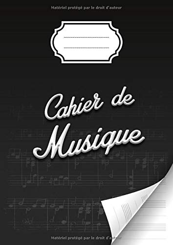 Cahier de musique avec portées et annotations pour la composition musicale - solfège - partitions - 48 pages - Grand format A4 : 21x 29,7 cm - Couverture brillante