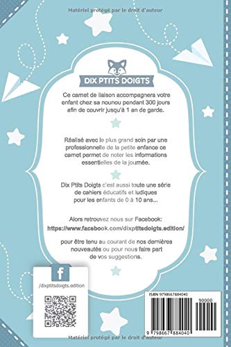 Carnet de liaison Nounou à remplir 300 jours de suivi : Cahier de transmission Assistante maternelle - Parents - 170 pages Format 15 x 22 cm