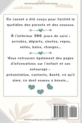 CARNET DE LIAISON NOUNOU : 300 Jours de Suivi à Remplir | Idéal pour Assistante Maternelle et Parents | Date, Arrivée/Départ, Sieste, Change, Selle, Bain, Humeur - 169 pages Format 15 x 22 cm