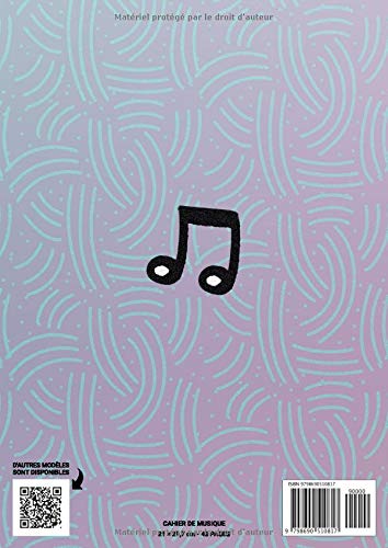Cahier de musique avec portées et annotations pour composition musicale - solfège - partitions - 48 pages - Grand format A4