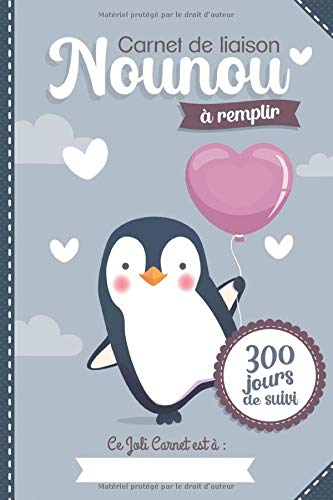 Carnet de liaison Nounou à remplir 300 jours de suivi - 170 pages Format 15 x 22 cm