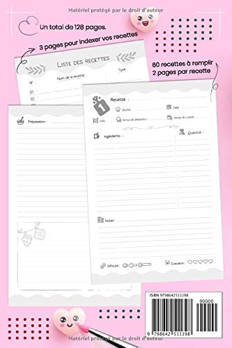 Les Recettes de maman - Cahier de Recettes à compléter: Livre de cuisine personnalisé à remplir | 128 pages - Format 15 x 22 cm