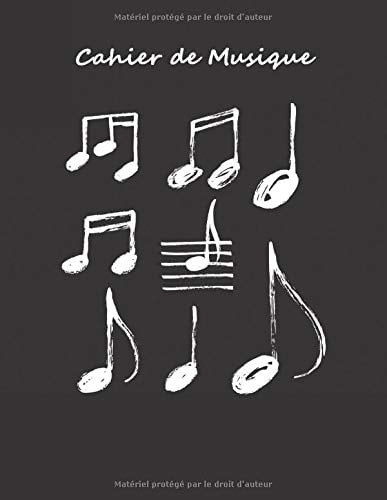 Cahier de musique : Carnet de partitions - Papier manuscrit - 12 portées par page - 108 pages - Grand format 21,5 x 28 cm
