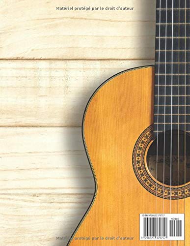 Cahier de musique pour guitare : 7 tablatures et 6 diagrammes d'accords par page - 110 pages - Grand format A4