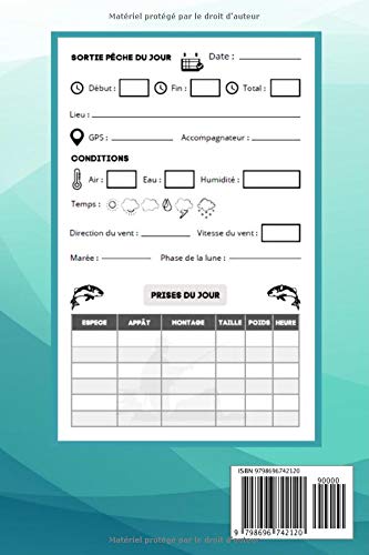 Carnet de pêche : Très facile à remplir | Une idée cadeau réussie - 108 pages Format 15 x 22 cm