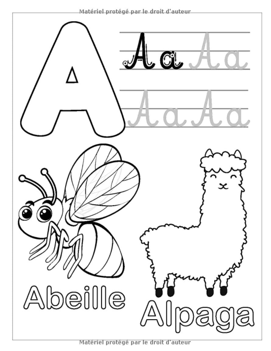 Alphabet Animaux Livre de coloriage : 100 Grands dessin d'animaux, de fruits et de légumes a colorier pour apprendre l'alphabet - 94 pages Format 21,5 x 28 cm