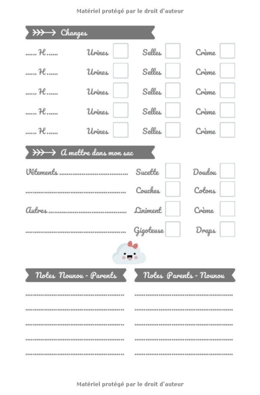 CARNET LIAISON NOUNOU - 100 pages Format 15 x 22 cm
