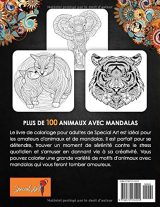 100 Animaux - Livre de Coloriage avec Mandalas - 213 pages Format A4