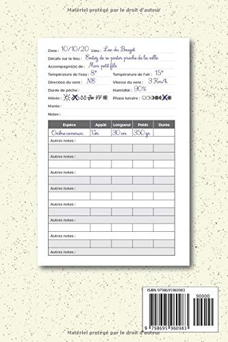 Mon Carnet de Pêche : Format 15,24 x 22,86 cm, pour pêcheur passionnés, de débutant à expert - 110 pages