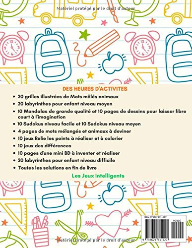 CAHIER D'ACTIVITES A partir de 7 ans : 120 pages de jeux intelligents, coloriages et dessins | Mandalas | Mots mélangés | Mots mêlés | mini BD | Grand format 21,59 x 27,94 cm - 158 pages