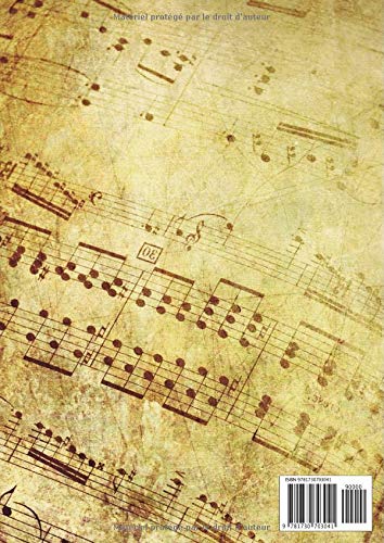 Cahier De Musique : Grands Carreaux et Portées 108 Pages Format A4