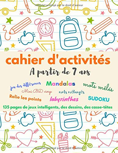 CAHIER D'ACTIVITES A partir de 7 ans : 120 pages de jeux intelligents, coloriages et dessins | Mandalas | Mots mélangés | Mots mêlés | mini BD | Grand format 21,59 x 27,94 cm - 158 pages