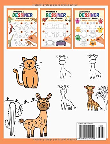 Apprendre à dessiner Pour Enfants Étape par Étape : des animaux mignons à reproduire et colorier - 35 pages Format 18 x 25 cm