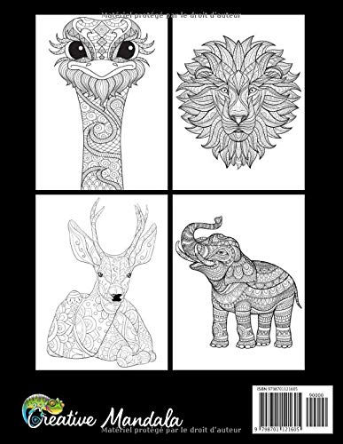 100 Animaux - Livre de coloriage avec mandalas : Livre de coloriage pour adultes (Volume 4) - 210 pages Format A4