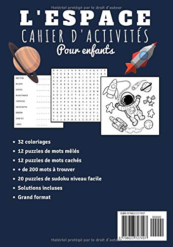 Cahier D'activités pour Enfants Espace 5 - 10 ans | Livre enfant 76 activités pour apprendre en s'amusant - 96 pages