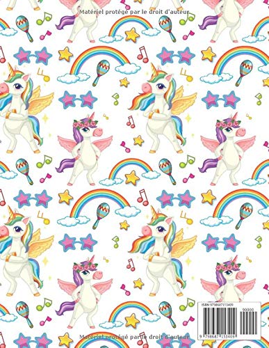 Cahier De Musique : Carnet De Partitions Licorne | 6 Grosse Portées | Format A4 | 110 Pages