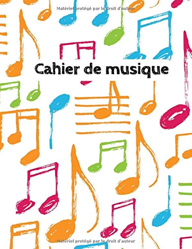 Cahier de musique : Carnet de partitions - Papier manuscrit - 12 portées par page - 108 pages - Grand format 21,5 x 28 cm