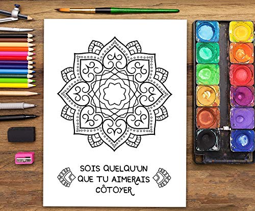 Mandalas livre de coloriage pour adultes : 37 pages antistress avec des citations motivantes et inspirantes - 80 pages Format A4