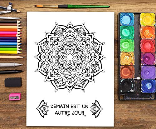 Mandalas livre de coloriage pour adultes : 37 pages antistress avec des citations motivantes et inspirantes - 80 pages Format A4
