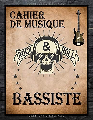 Cahier de Musique: Carnet de Partitions pour Basse - Papier manuscrit - 12 Portées par page - 110 Pages - Grand format A4