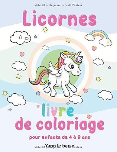 Livre de coloriage licorne: 25 pages de coloriage grand format 21,6 x 27,9 cm pour enfants à partir de 4 ans.