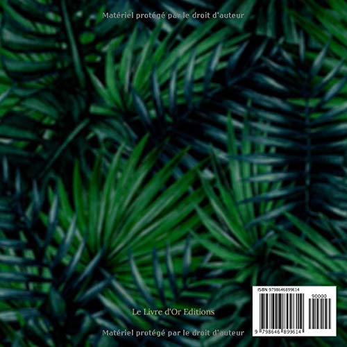 Livre d'Or feuilles vertes Jungle | Cadeau Anniversaire, Baptême, départ à la retraite, Noce, Mariage, EVJF | 101 pages à remplir | Format carré 21x21 cm
