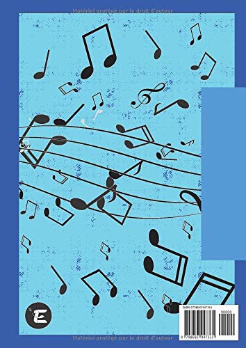 cahier de musique : Carnet ligné de 50 pages de 12 portées et de 50 pages blanches en vis à vis - format A4 - 100 pages