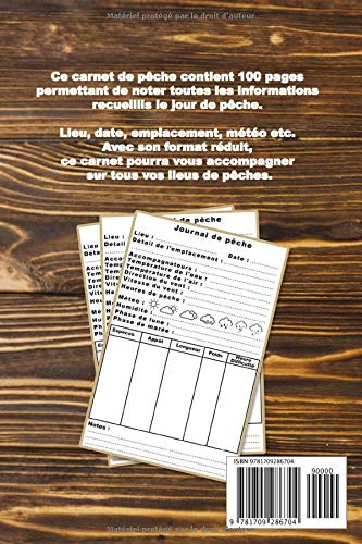 Carnet de pêche : Carnet pour pêcheur | Notez et conservez les informations importantes lors de vos séances de pêche | Format 15,24 x 22,86 cm - 100 pages