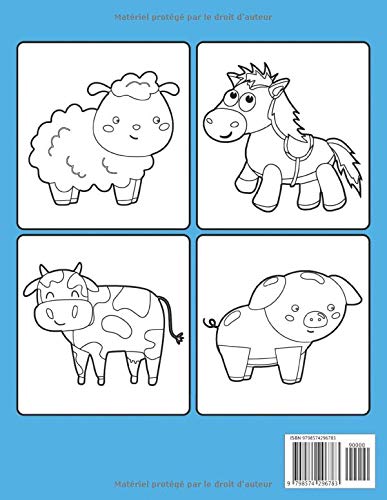 Livre de Coloriage Enfant Les Animaux de la Ferme - à partir de 4 ans - 32 Coloriages - Format A4