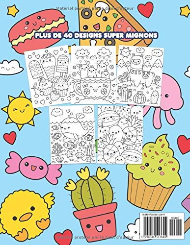 Kawaii livre de coloriage : Plus de 40 pages de coloriage Kawaii doodle mignonnes et amusantes pour enfants et adultes - 108 pages Format 21,5 x 28 cm