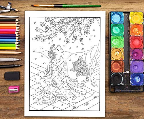 Livre De Coloriage Pour Adultes : L’art Japonais de l’estampe sur bois - 66 pages Format A4