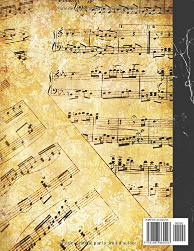 Cahier de Musique: Carnet de partitions - Papier manuscrit - 12 portées par page - 108 pages - Grand format