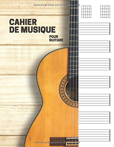 Cahier de musique pour guitare : 7 tablatures et 6 diagrammes d'accords par page - 110 pages - Grand format A4