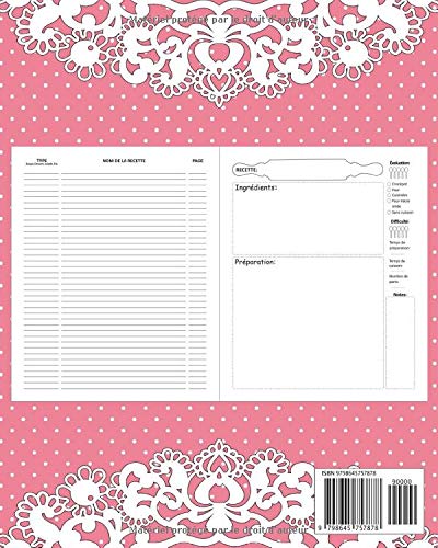Mes Recettes : Carnet pour 145 recettes à compléter - 150 pages Format 20.32 x 25.4 cm